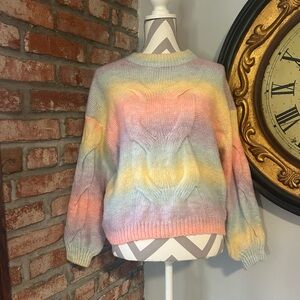 Woven Heart • Rainbow Cable Knit Sweater